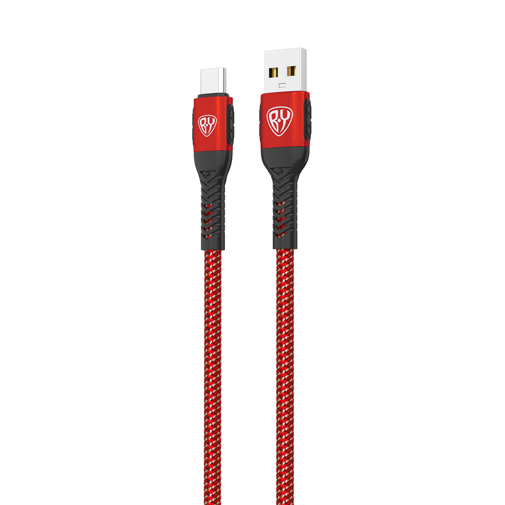 BY Кабель для зарядки Silky Type-C, 1м, Быстрая зарядка 3А, QC, PD 20W, тканевый, красный - #3