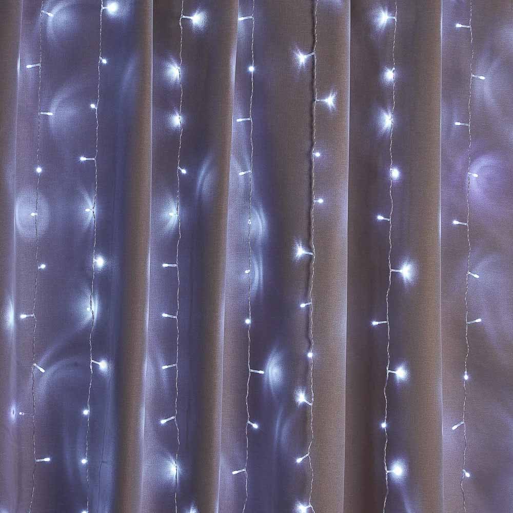 СНОУ БУМ Гирлянда эл. занавес 2x1,5м, 272LED*белый, мерцание., ПВХ прозрач., коннектор, 220В - #9