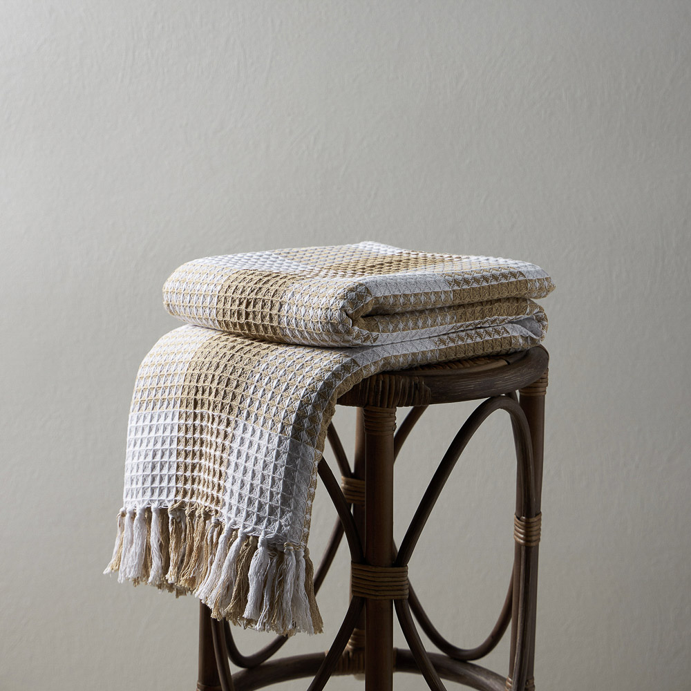 PROVANCE Basic Плед хлопок, 180х200см, клетка, бежевый - #6