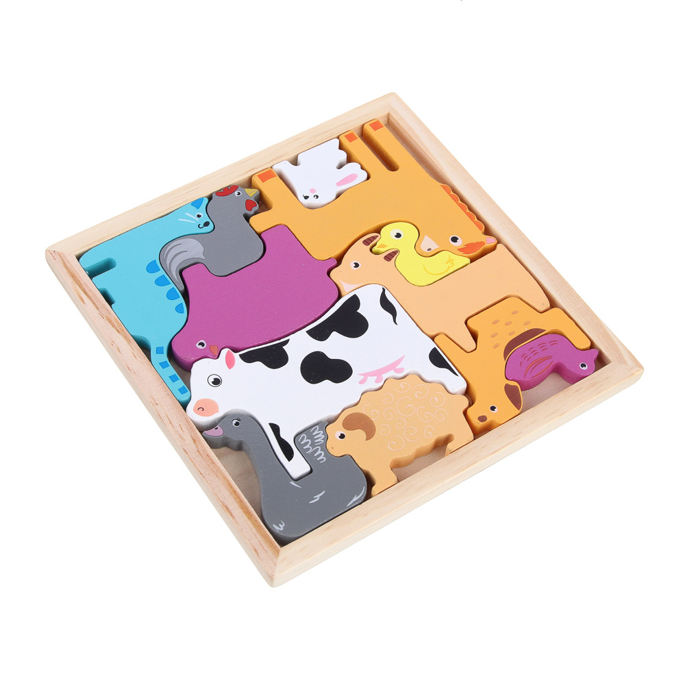 ИГРОЛЕНД Игрушка развивающая для малышей "Головоломка деревянная", 8 дизайнов, 16,7х16,7см, дерево - #4