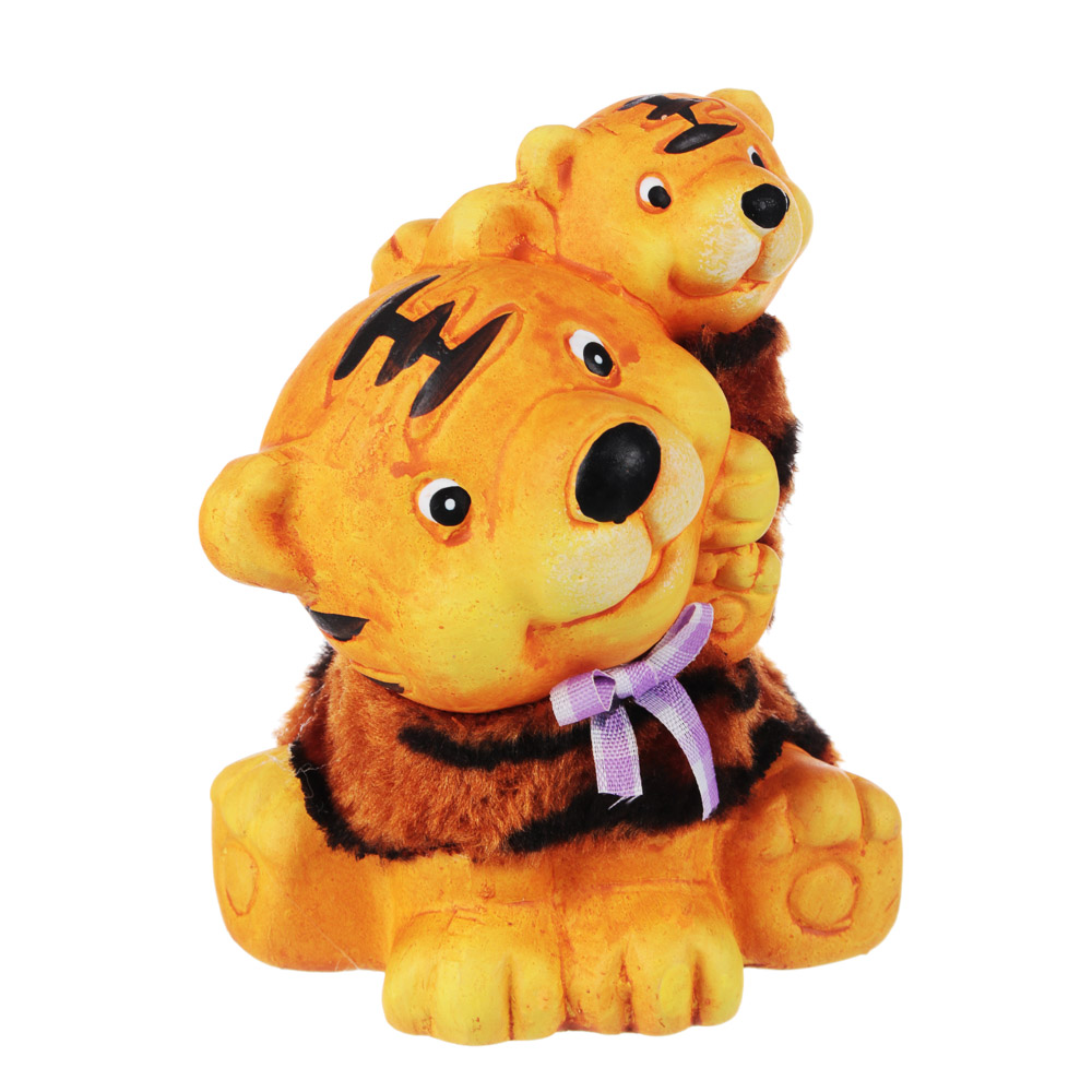 СНОУ БУМ Сувенир тигр с малышом, керамика, искусственный мех, 10х8,5х11см, 2 дизайна - #3