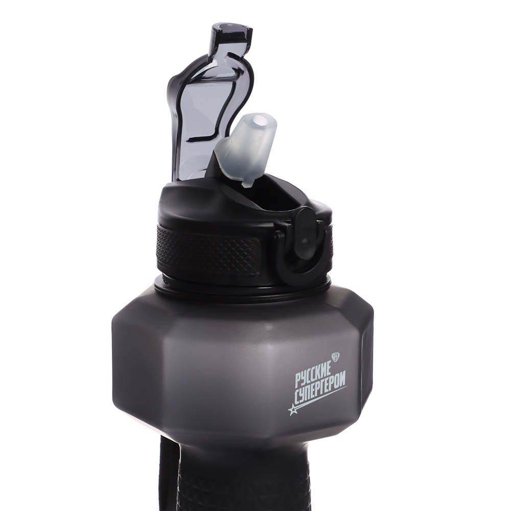 Бутылка спортивная в форме гантели, тм BY Русские Супергерои, 1000мл, 27х10см, пластик PETG, 3 цвета - #10