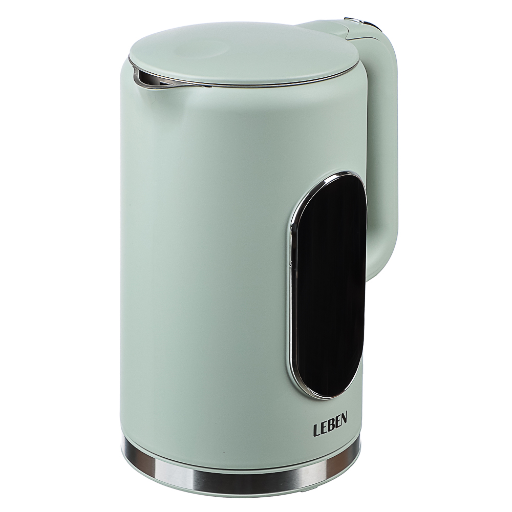 LEBEN Чайник электрический 1,7л двойные стенки пластик/нерж сталь, поддерж.температуры, оливк.и беж. - #12