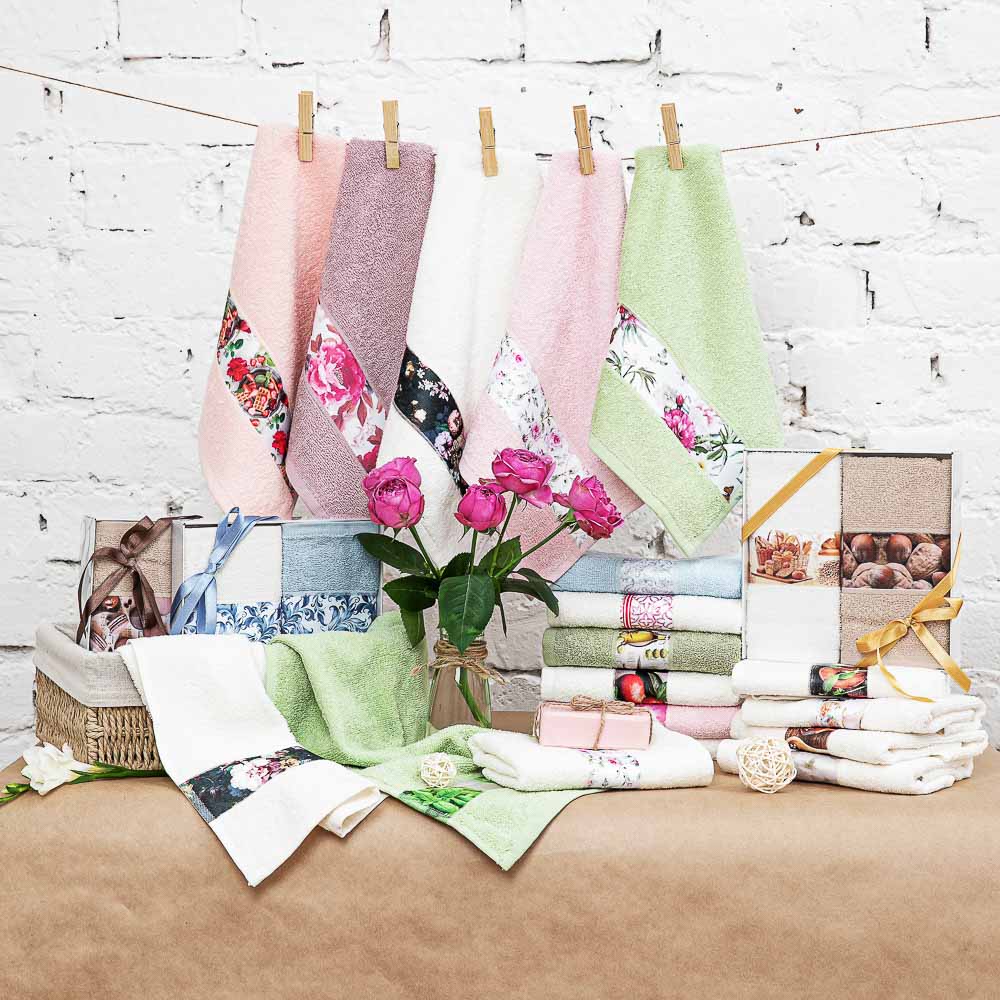 Комплект полотенец подарочных 2 шт PROVANCE "Праздник", 30х50 см, 100% хлопок, 6 дизайнов - #1