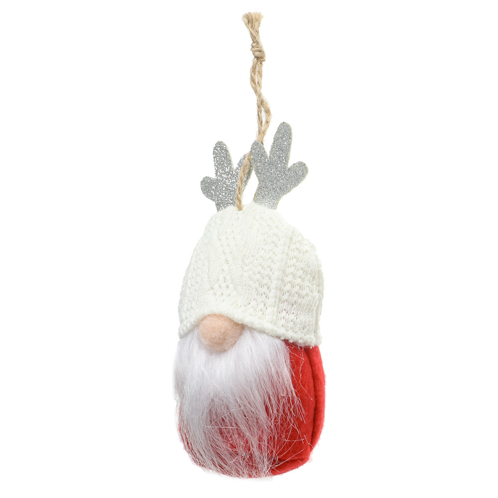 СНОУ БУМ Подвес гномик 6x13 см, полиэстер, белый, красный - #2