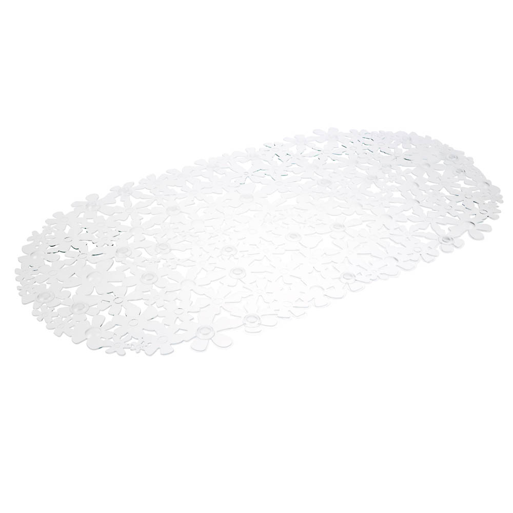 Коврик противоскользящий в ванную Цветы, ПВХ, 66смх35см, прозрачный - #1