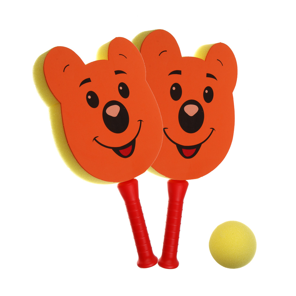 Набор для пляжного тенниса "Лягушонок/Медвежонок", тм BY SPORT, 2 ракетки, мяч, пластик - #2