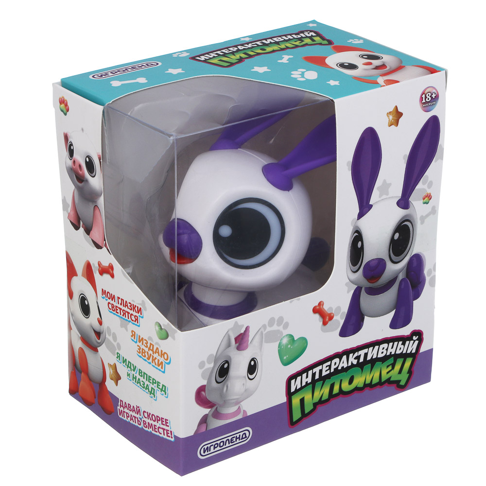 ИГРОЛЕНД Игрушка "Интерактивный питомец" зайчик, ABS, звук, свет, движ., 2хAAA, 12,5х8х13,5 см - #10