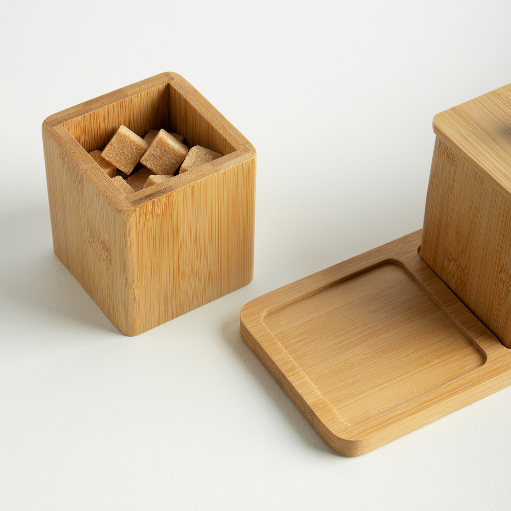 SATOSHI Набор банок для специй с крышками на подставке (7х7х10см – 4шт.), бамбук - #15