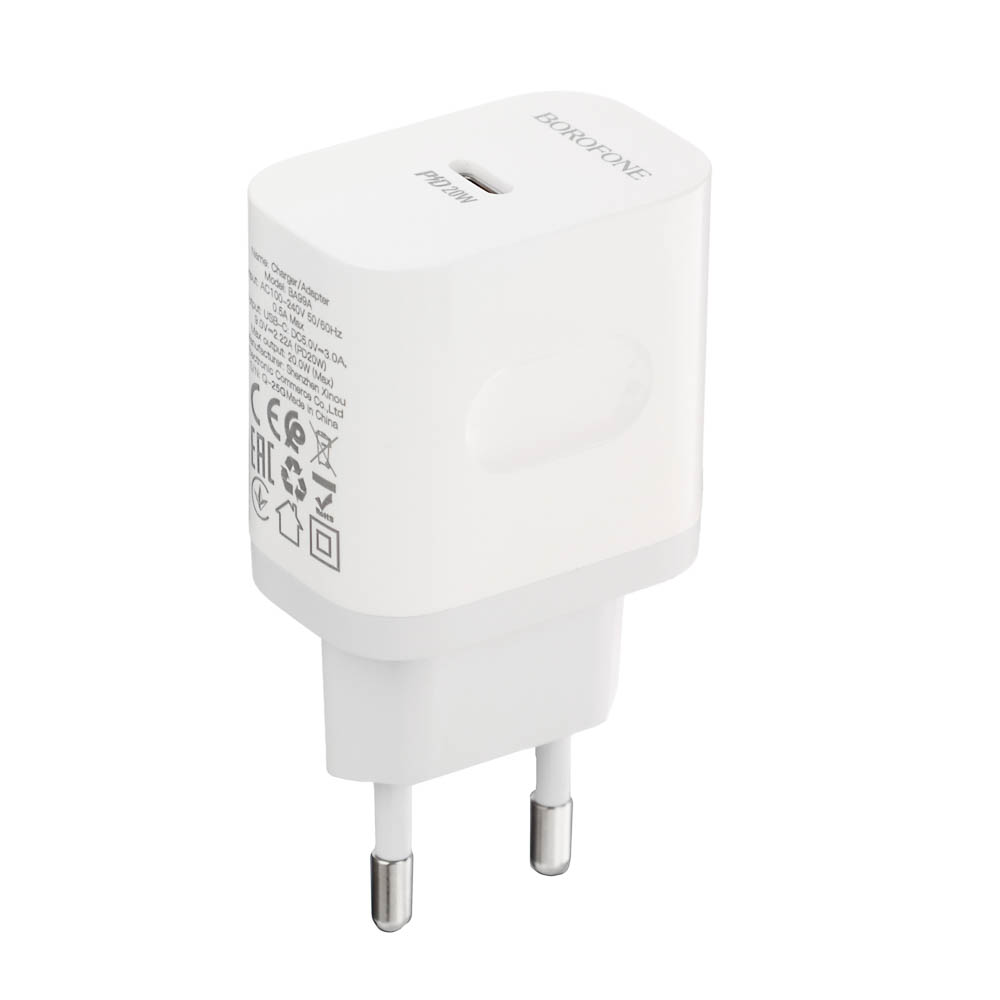 Сетевое зарядное устройство с кабелем BOROFONE модель BA99A, USB-C PD 20Вт, каб С-С цвет: белый - #6