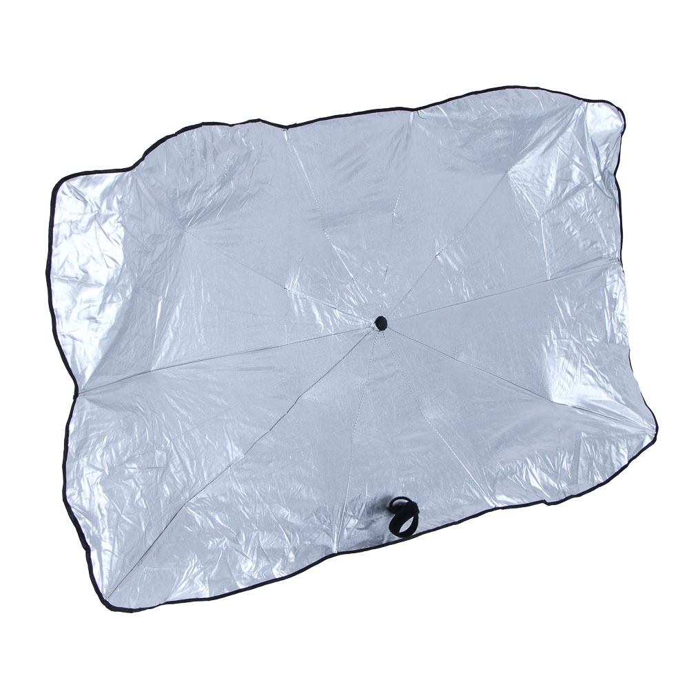 ЕРМАК Шторка солнцезащитная на лобовое стекло, 140x79см, серебристая, зонт - #2