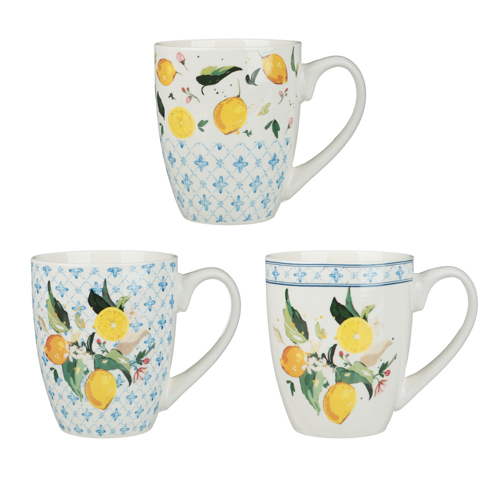 Кружка тм MILLIMI Лимоны, 400мл, фарфор, 3 дизайна - #1
