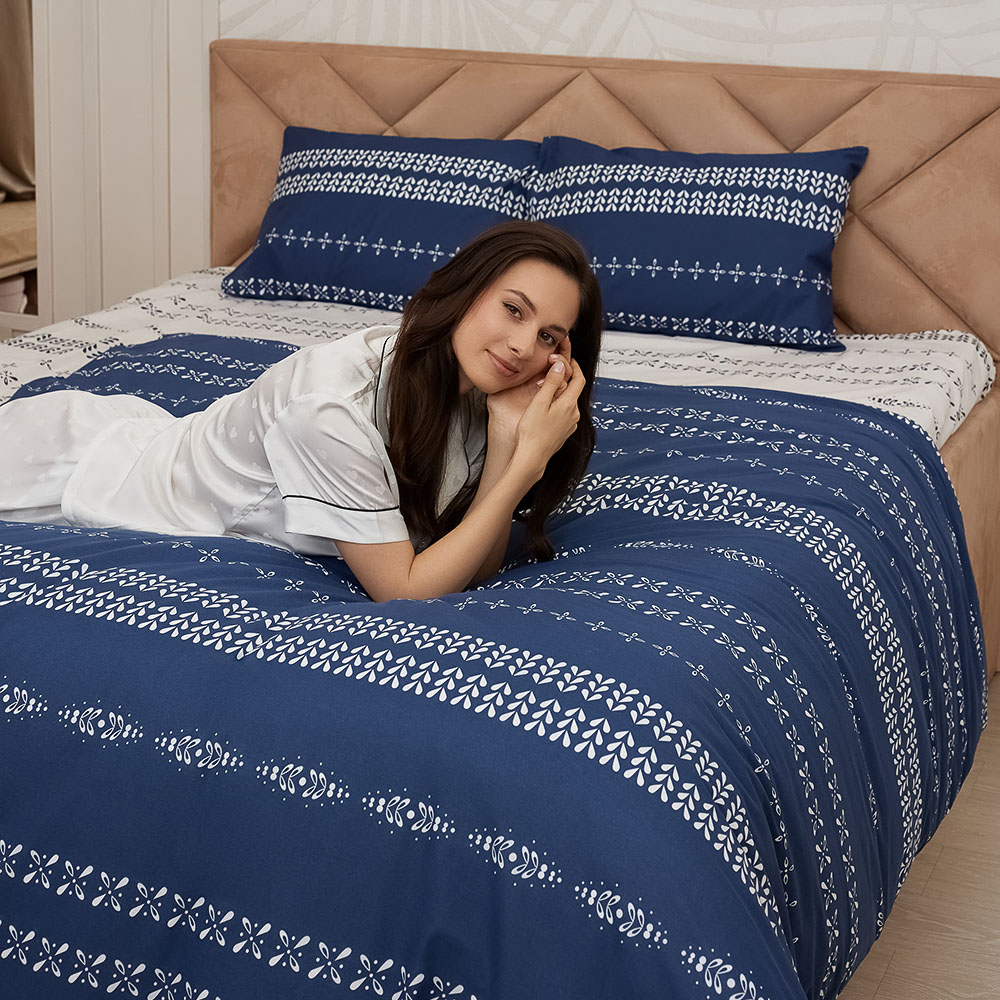 PROVANCE Нэви Комплект постельного белья 2 (4 предмета), поплин, 100% хлопок, синий - #14
