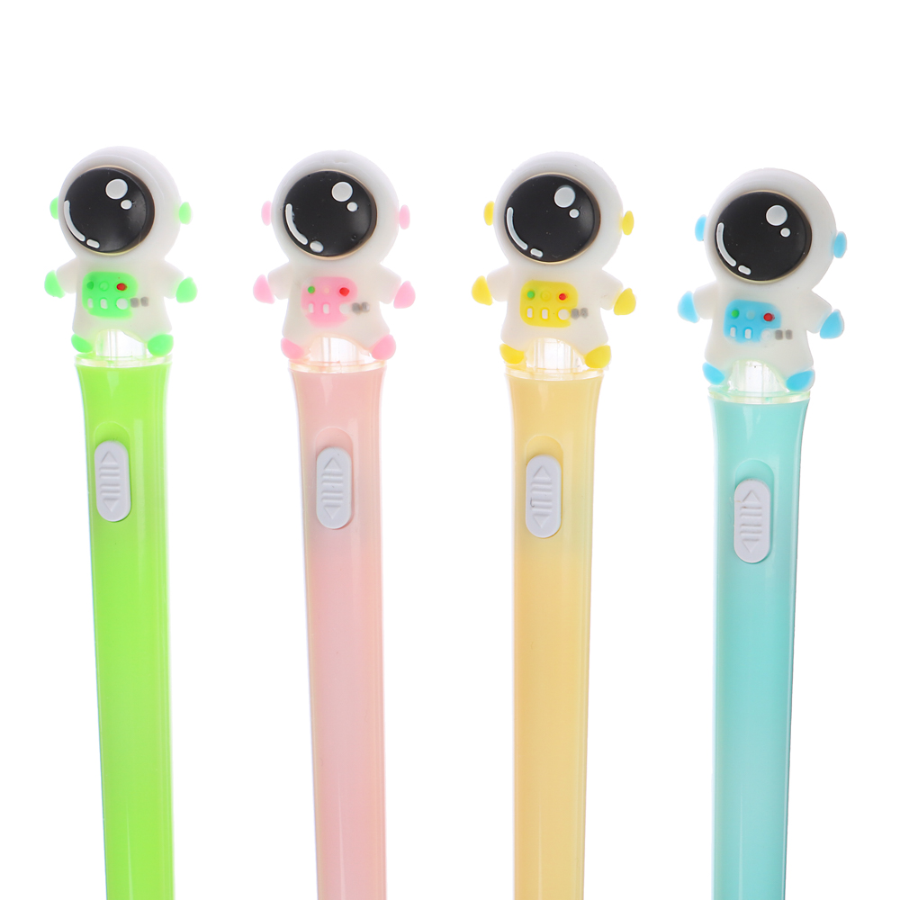 Ручка шариковая синяя, со светящейся фигуркой в форме космонавта, 4 цв.корп, 17,5см,пластик - #6