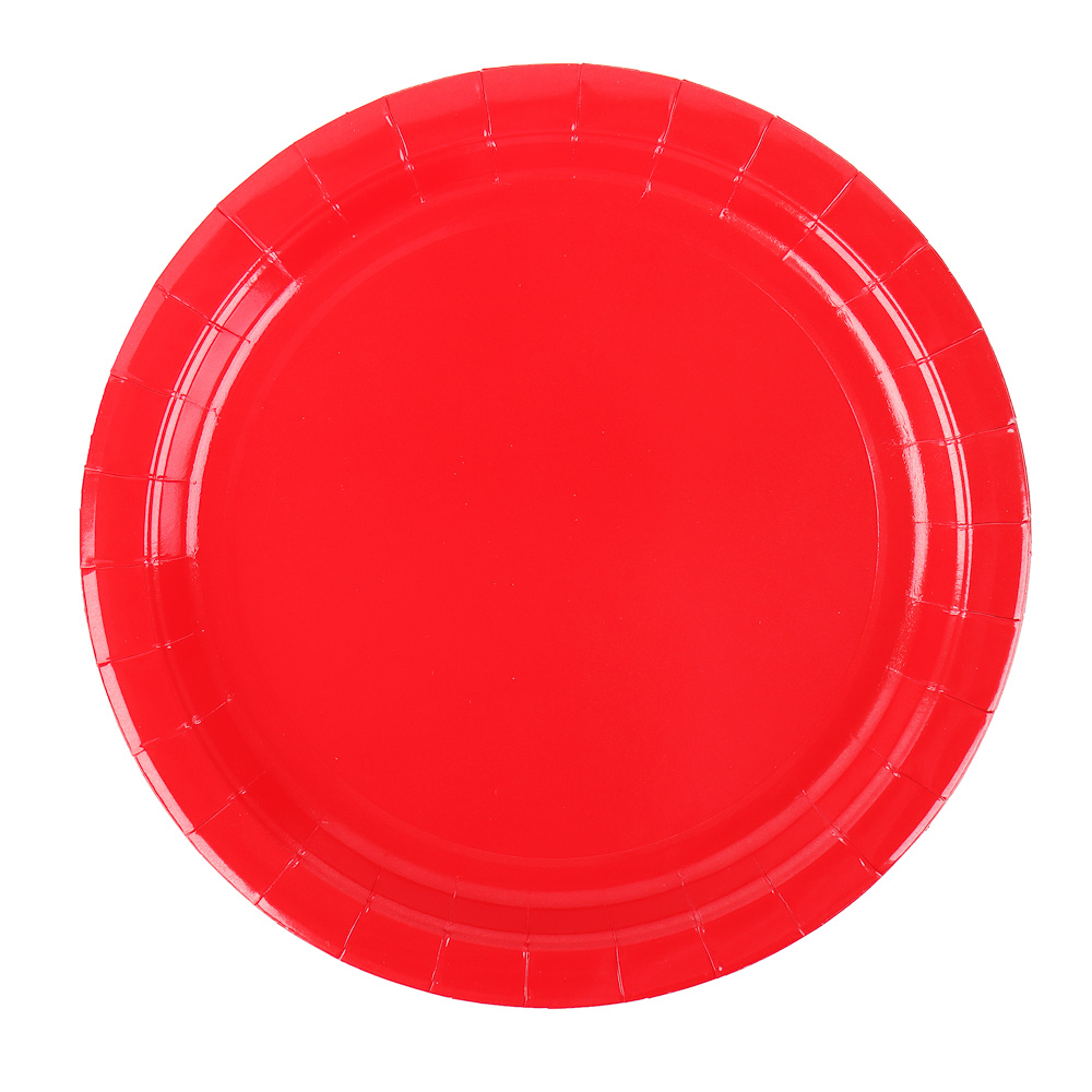 Набор бумажных тарелок, красный, 23 см, 6 шт - #1