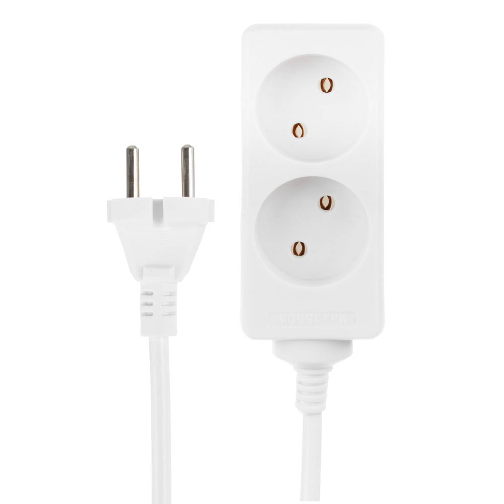 Удлинитель 2 гнезда 3м BY, сеч. провода 0,75 кв.мм, 3м, евророзетка, 6A, макс. мощность1500Вт - #1