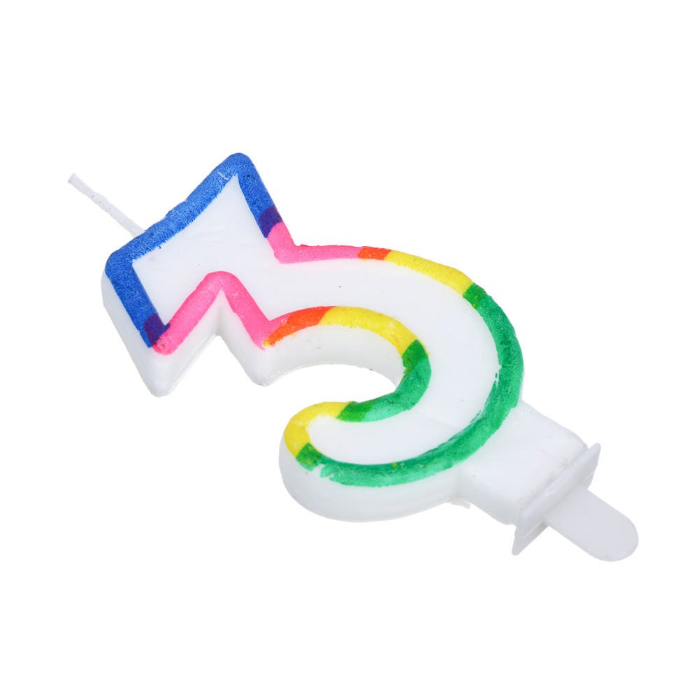 Капитан Весельчак Свеча для торта в форме цифры, с подставкой (3), парафин, PP - #3