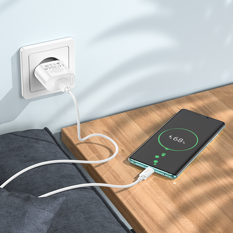 hoco. Зарядное устройство модель C109A, USB-A QC 20W, цвет: белый - #9