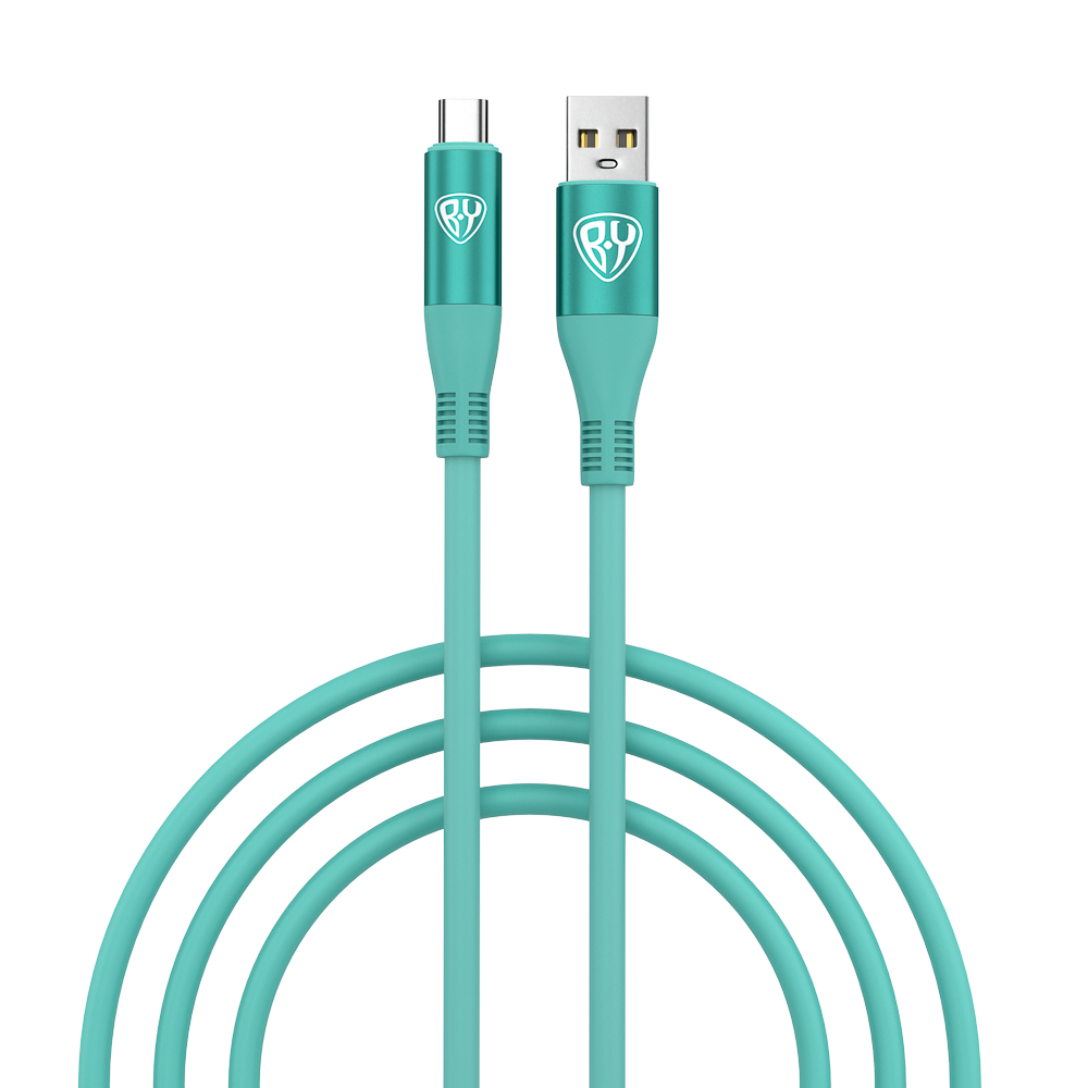 BY Кабель для зарядки Flexi Type-C, 1 м, 3А, Быстрая зарядка QC3.0, бирюзовый - #1