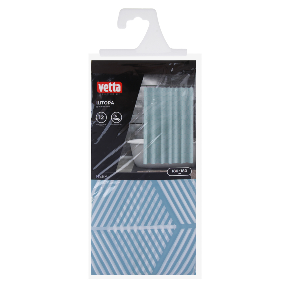 VETTA Шторка для ванной, ПЕВА, 30 г/м2, 180x180 см, Плитка, 607 - #4