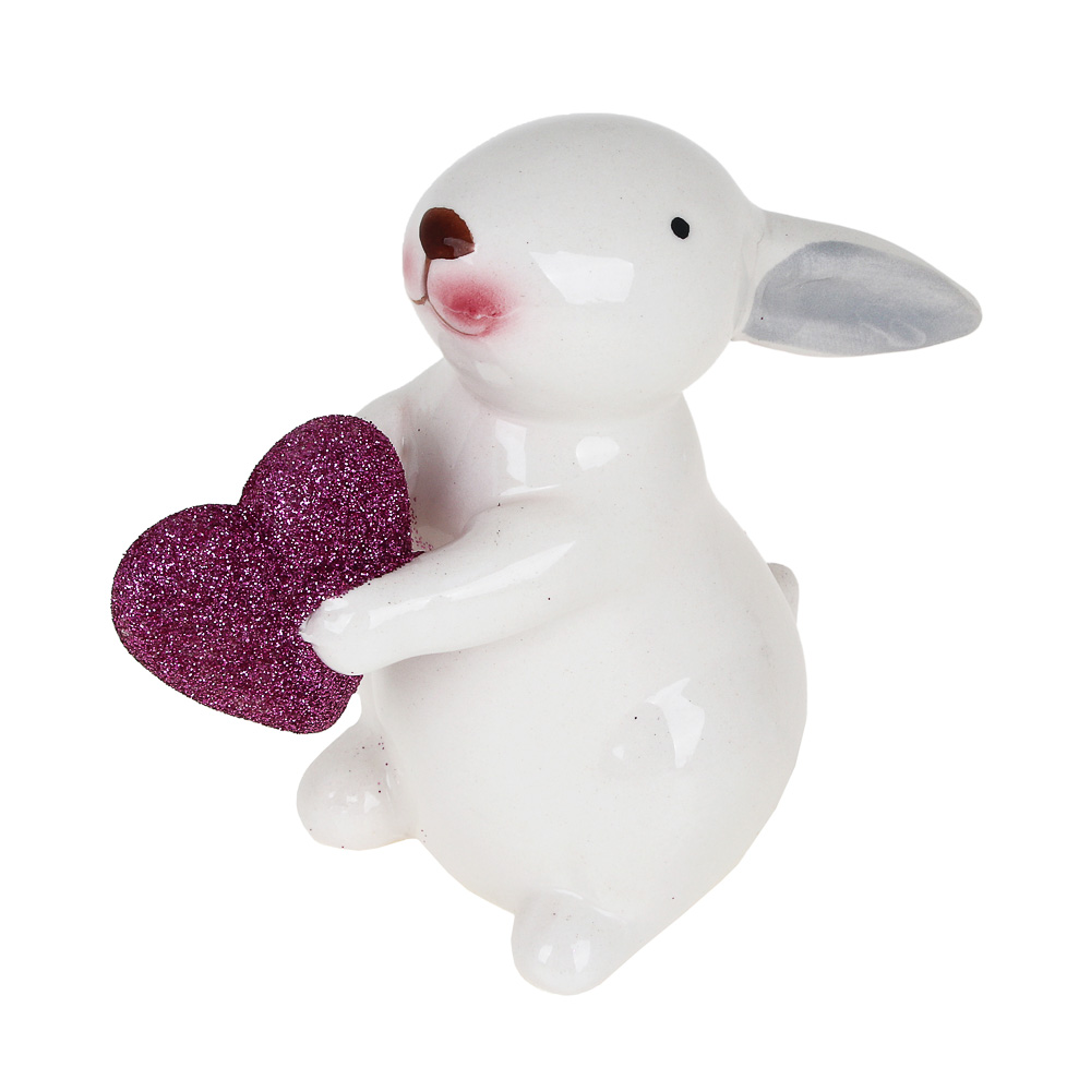 СНОУ БУМ Фигурка Кролик с фиолетовым сердечком, доломит, 10,3x5x9,5см - #2
