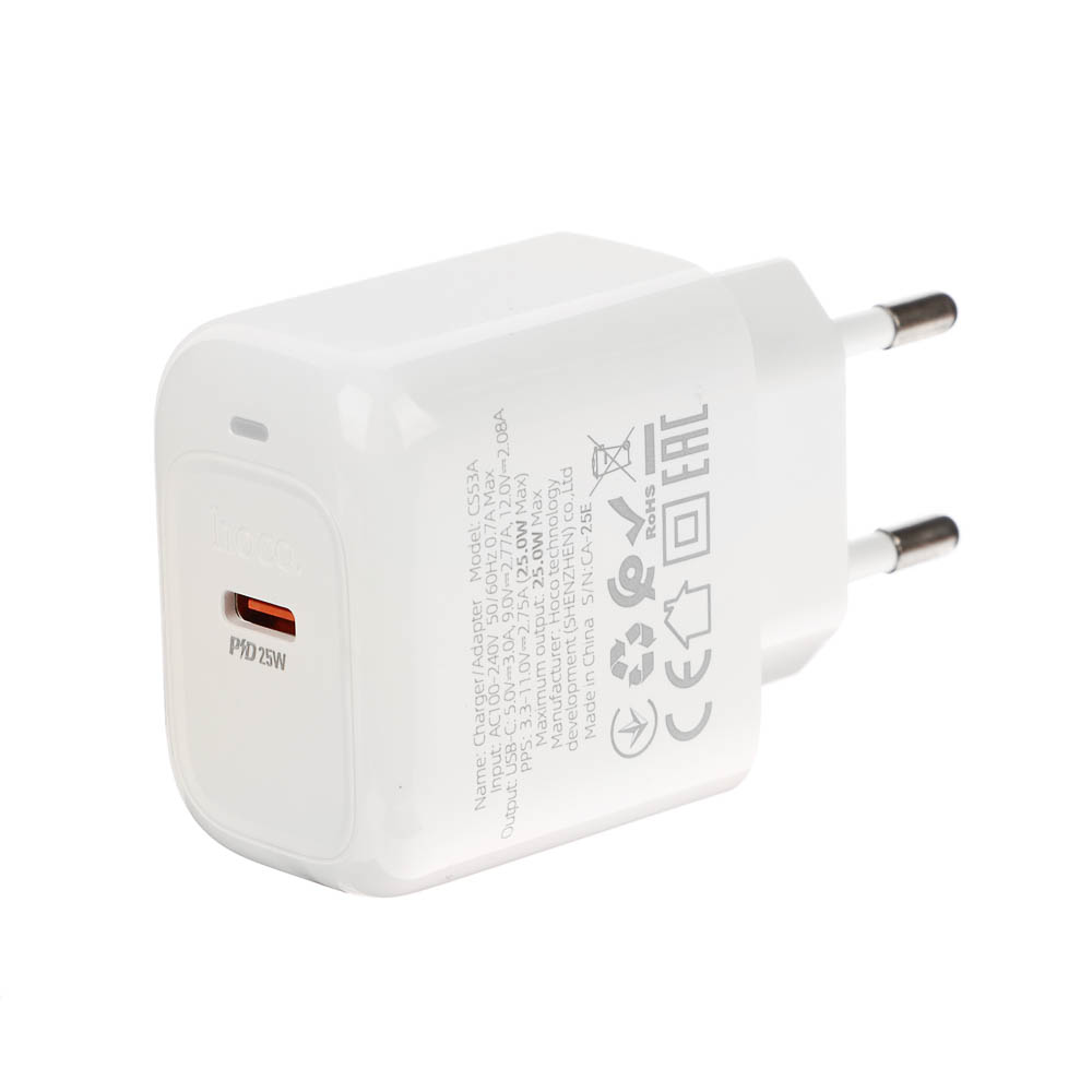 hoco. Зарядное устройство модель CS53A, USB-С 25W, цвет: белый - #15