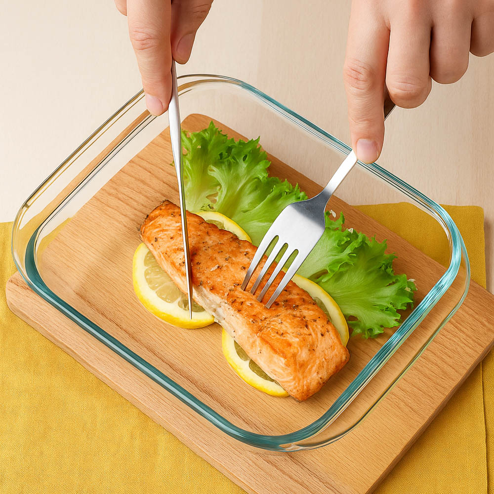 SATOSHI Форма для запекания жаропрочная квадратная, с ручками, стекло, 21,3x18,9x5см, 1,1л - #9