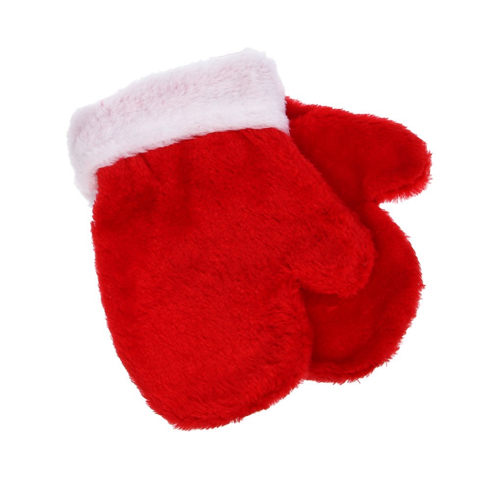 СНОУ БУМ Набор новогодний длинный колпак 28x99см + варежки 11x20см, полиэстер, красный - #6