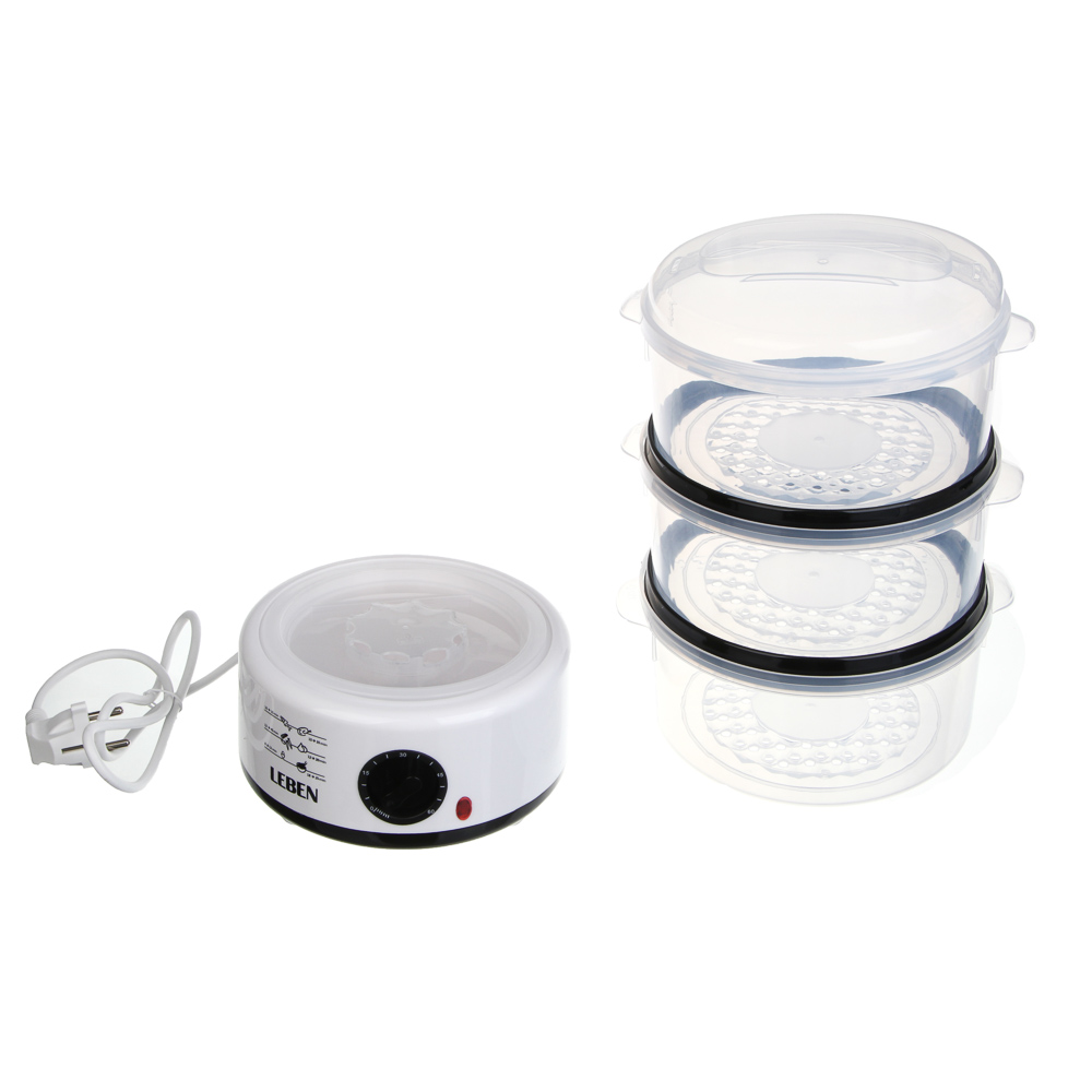 LEBEN Пароварка-мантоварка электрическая 800Вт, 3 яруса, 7,5 л, таймер, 220В - #7