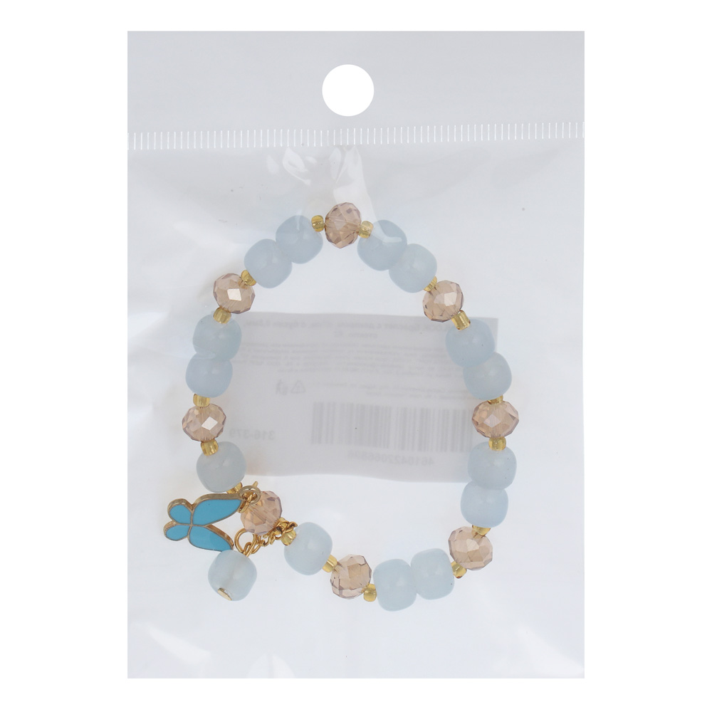 ЮНИLOOK Браслет с декором, d7см, d бусин 0,8мм, 6 цветов, стекло, #2 - #5