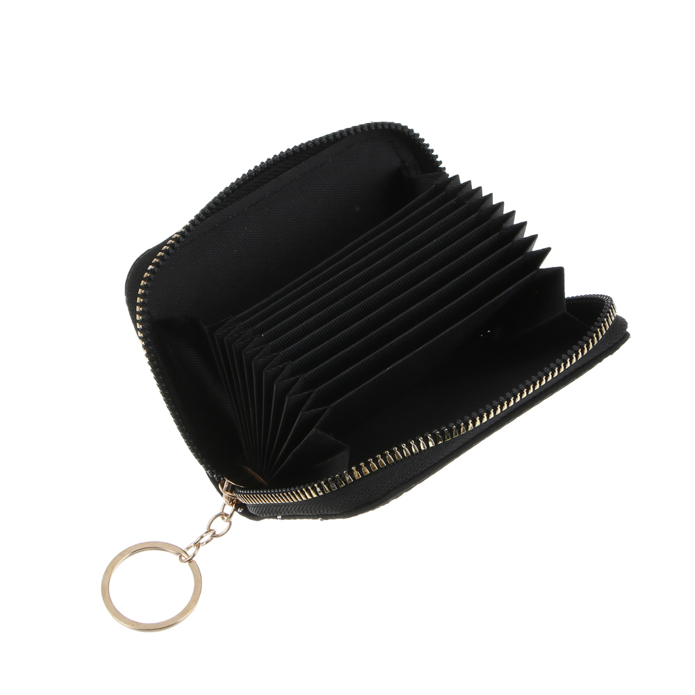 Кошелек кардхолдер на молнии с декором тм ЮL Адима, полиэстер, металл, 10,5х8 см, черный - #2