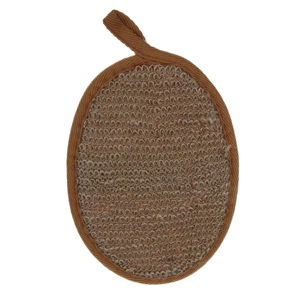 ЮL Мочалка спонж банная овальная на резинке с подвесом,рами,хлопок,поролон,17х13см,3 цв.,МЭ24-03 - #2