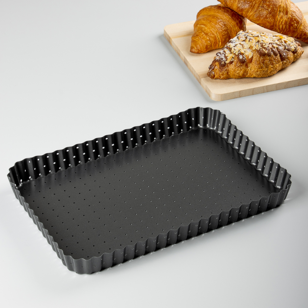 VETTA Форма для выпечки перфорированная 31x21х3см, съемное дно, угл.сталь, антипригарное покрытие - #7