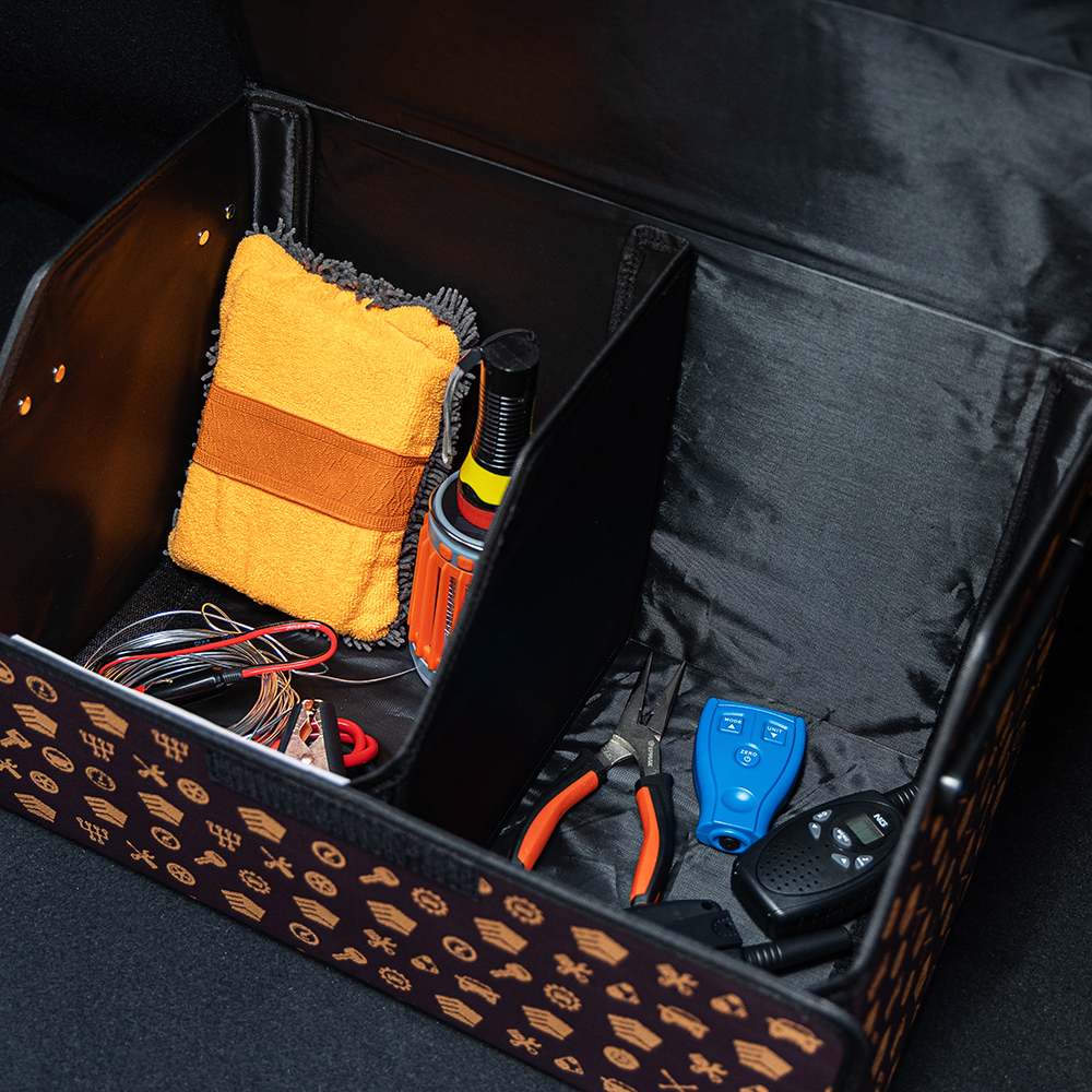 NG Органайзер багажника, 50х30х30 см, экокожа, Premium, коричневый - #11