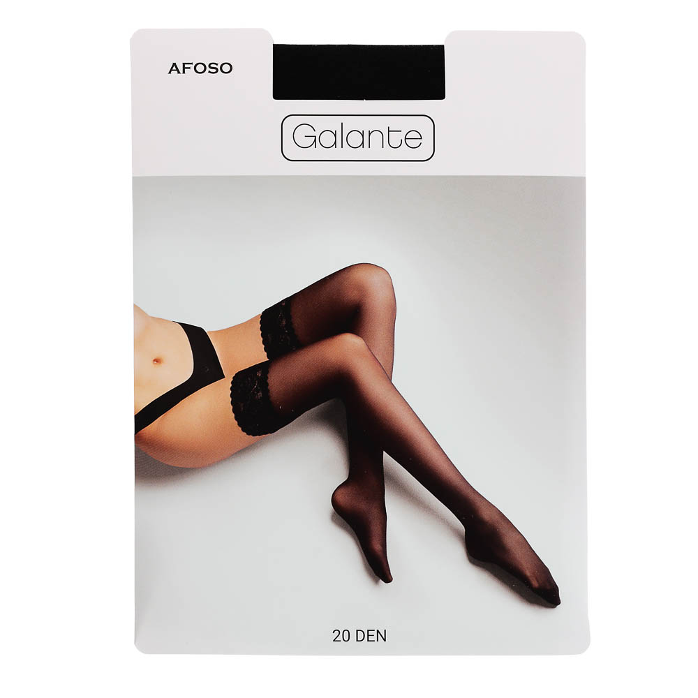GALANTE Afoso Чулки с ажурной резинкой 20 DEN, 85% полиамид, 15% эластан, размер 1/2, цвет черный - #1
