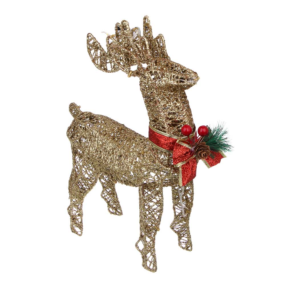 СНОУ БУМ Олень, 20 LED, 30 см, шампань, постоянное свечение - #2