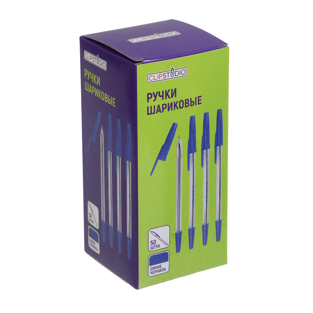 Ручка шариковая Clipstudio синяя, наконечник 0,7 мм, прозрачный корпус - #5