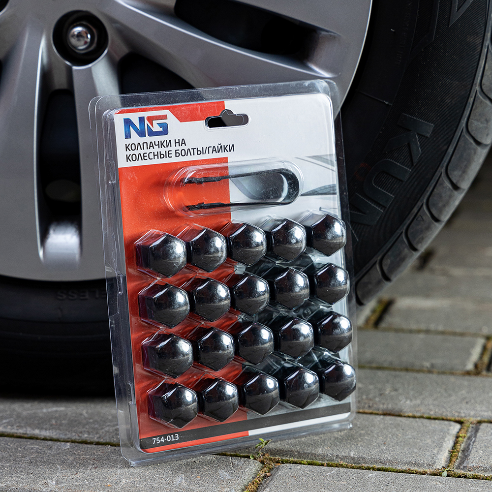 NG Колпачки на колесные болты/гайки 19 мм, 20 шт.+ съёмник, пластик, черный - #4