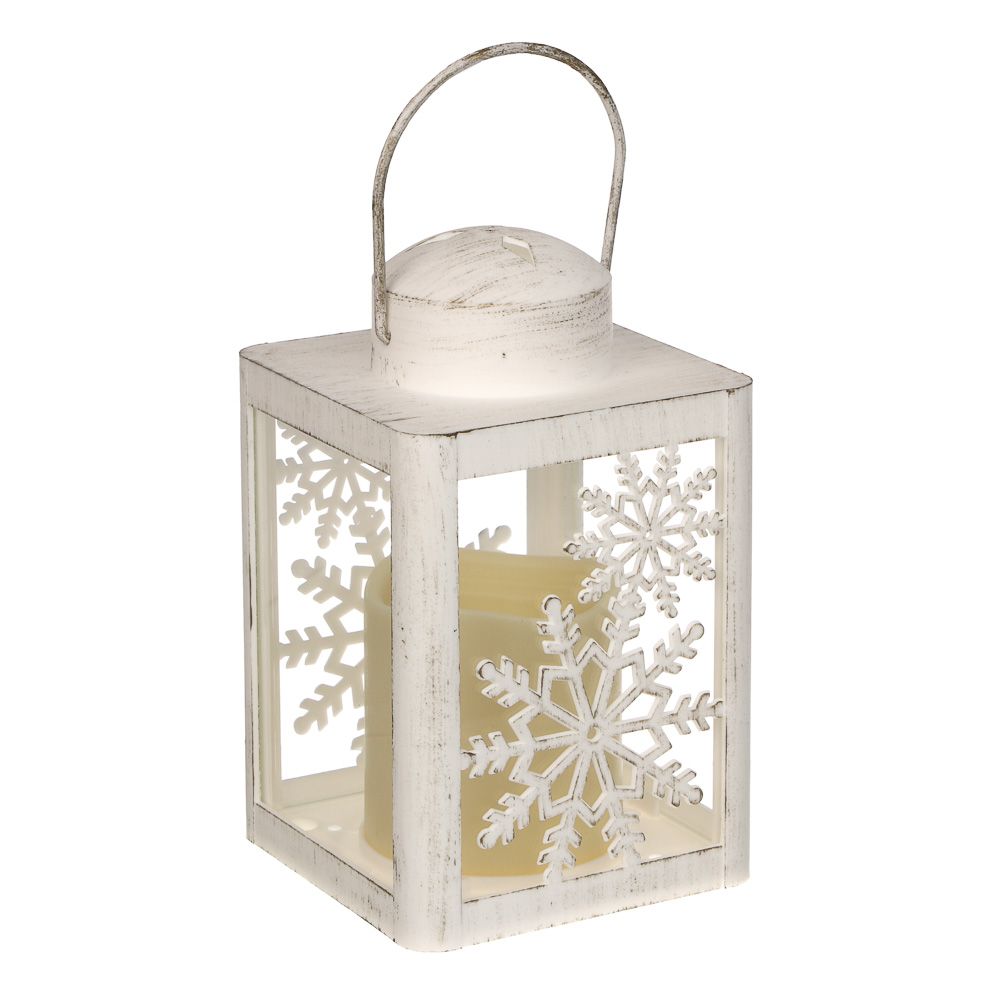 Светильник декоративный LED в виде фонаря тм СНОУ БУМ, 10x10x17 см, ABS, PP, стекло, 3xAAA, арт.1 - #1