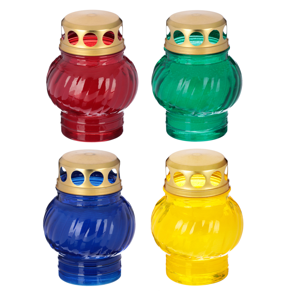 Свеча парафиновая поминальная в стеклянном подсвечнике, 9,1х8,3см, 4 цвета - #1