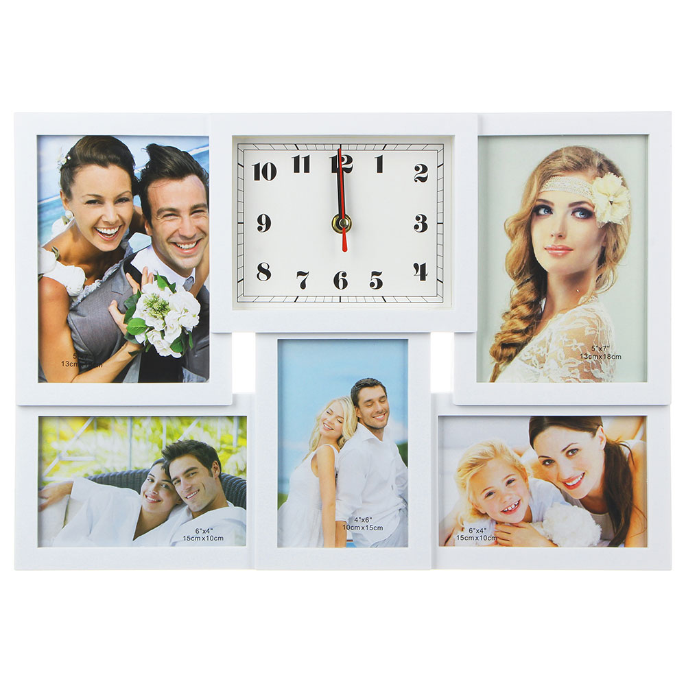 Часы настенные с фоторамкой, плавный ход, пластик, стекло, 42х29см, 1хАА, белый - #2