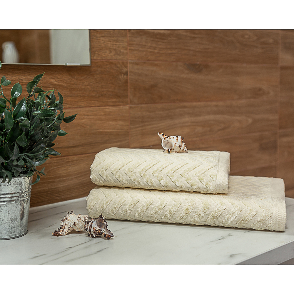 Полотенце махровое PROVANCE "Зигзаг" 50х90см, 100% хлопок, молочный - #2