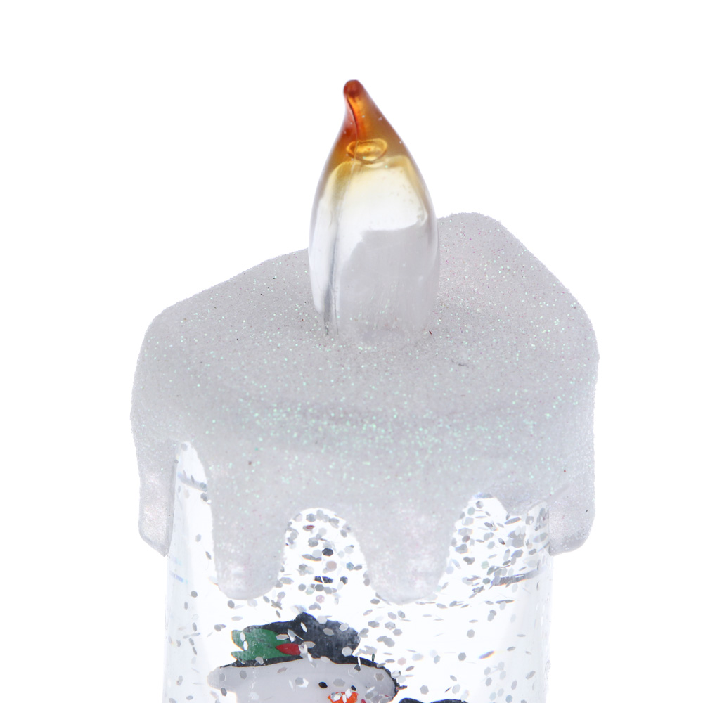 СНОУ БУМ Светильник декор. LED в виде свечи со снегом, 8х6,5x16см, PC,ABS, вода, 3хAG13, 1реж.,3диз. - #4