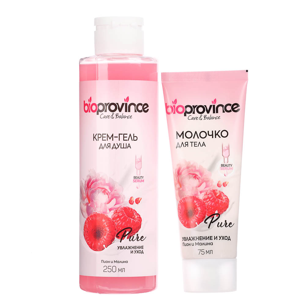 Подарочный набор BIOPROVINCE: крем-гель д/душа Пион и малина, 250мл+молочко для тела, 75мл - #2