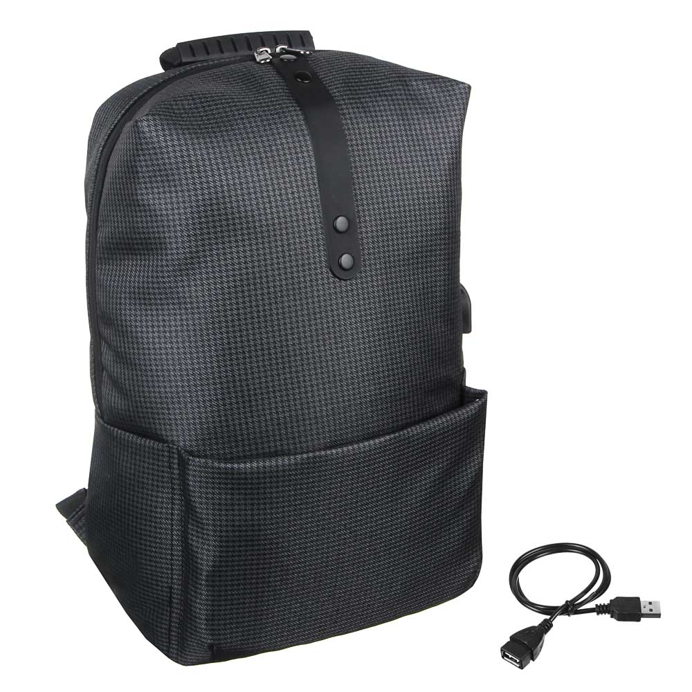 Рюкзак подростковый, 41x29x17см, 1 отд, 1 карм, сверхлегкий прочный ПЭ, USB, тёмно-серый - #2