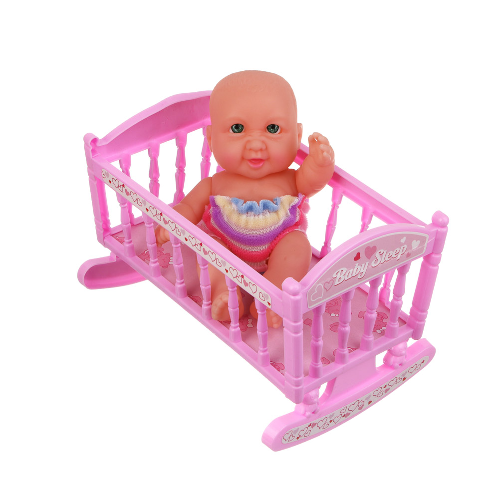 Пупс в кроватке 16 см, PVC, ABS, PP, тм ИГРОЛЕНД - #4