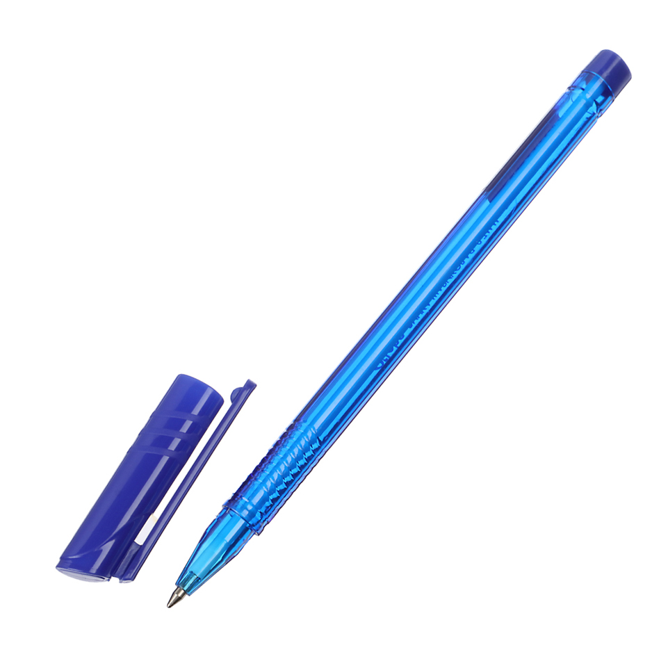 Ручка шариковая синяя "Альфа", с тонированным трехгранным корпусом, 0,7 мм, инд. маркировка - #2