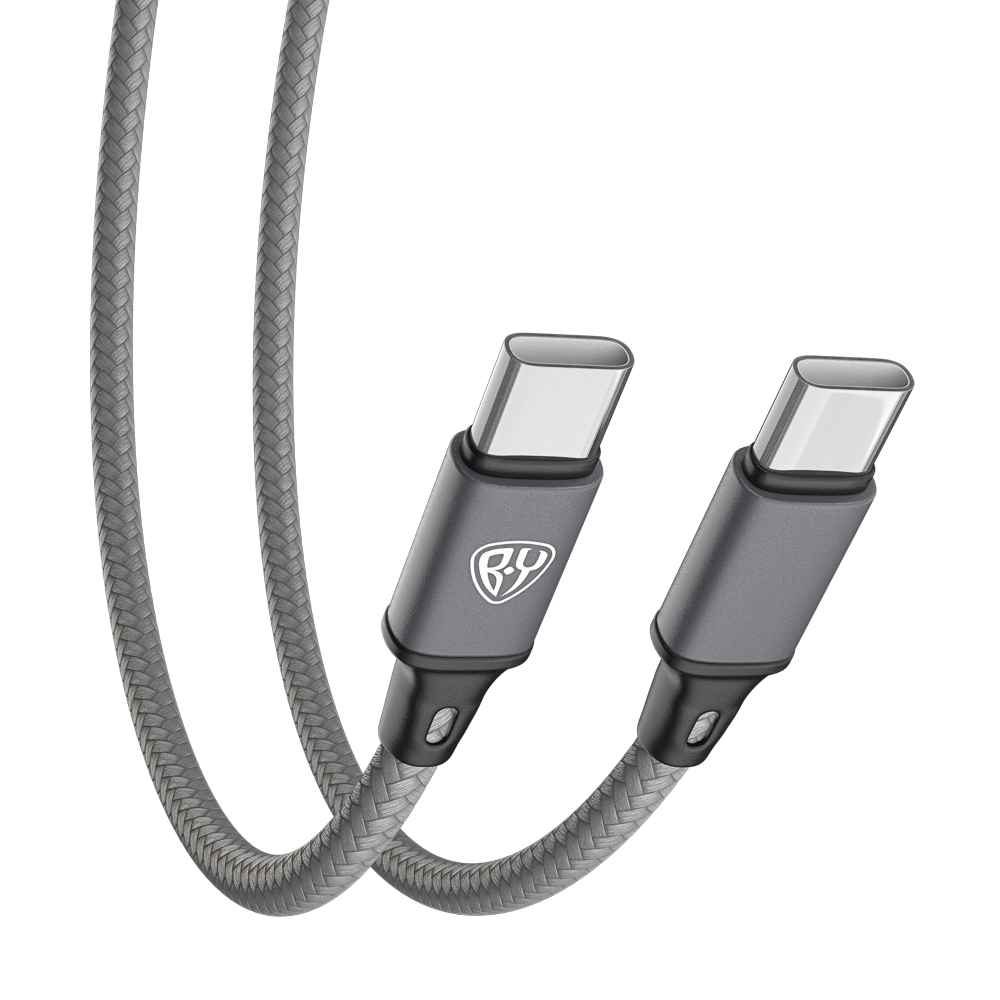 Кабель для зарядки Type C-Type C BY Solid, 60Вт, 1 м, 5A, нейлон, мет. кон., графитовый - #5