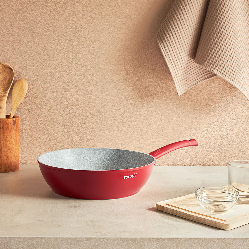 SATOSHI Верден Сотейник литой d=28см, антипригарное покрытие мрамор, индукция - #11