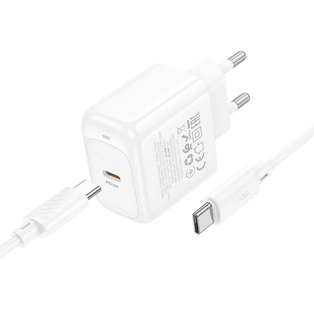 Комплект СЗУ hoco. модель CS53A, USB-C, PD25Вт, каб. C-C, белый - #5
